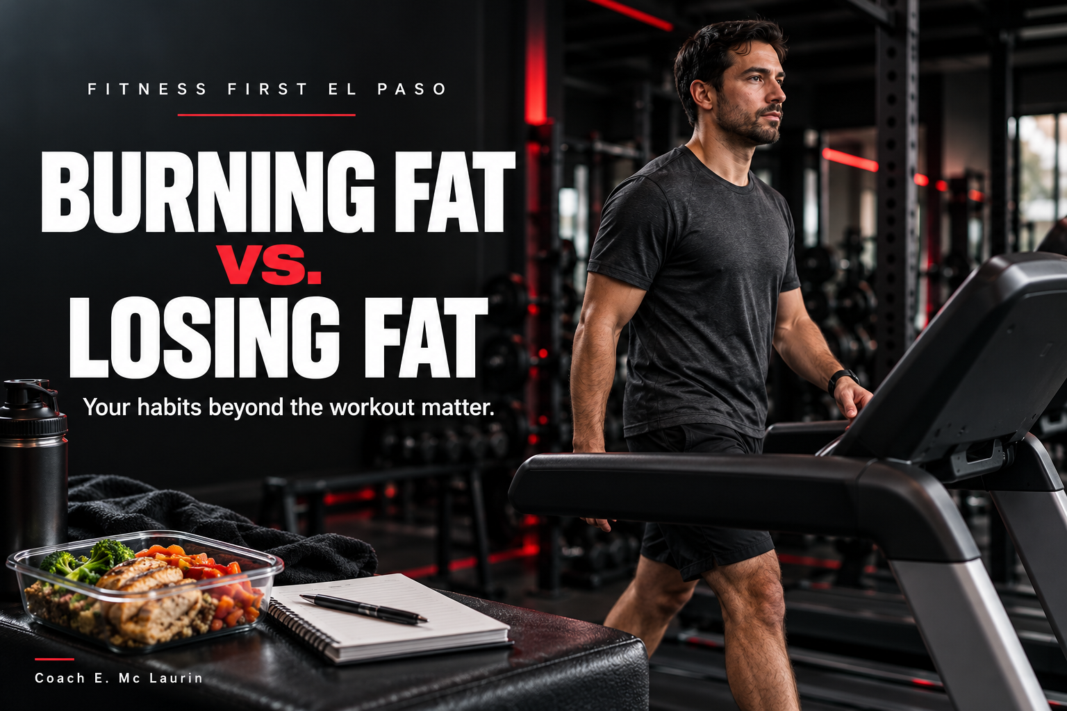 Fitness First El Paso graphic: Burning fat vs. losing fat. Your habits beyond the workout matter.